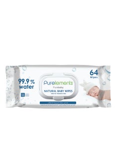 Pure Elements Purelements - Natural 99.9% Water Wipes - 64pcs  - Image 1