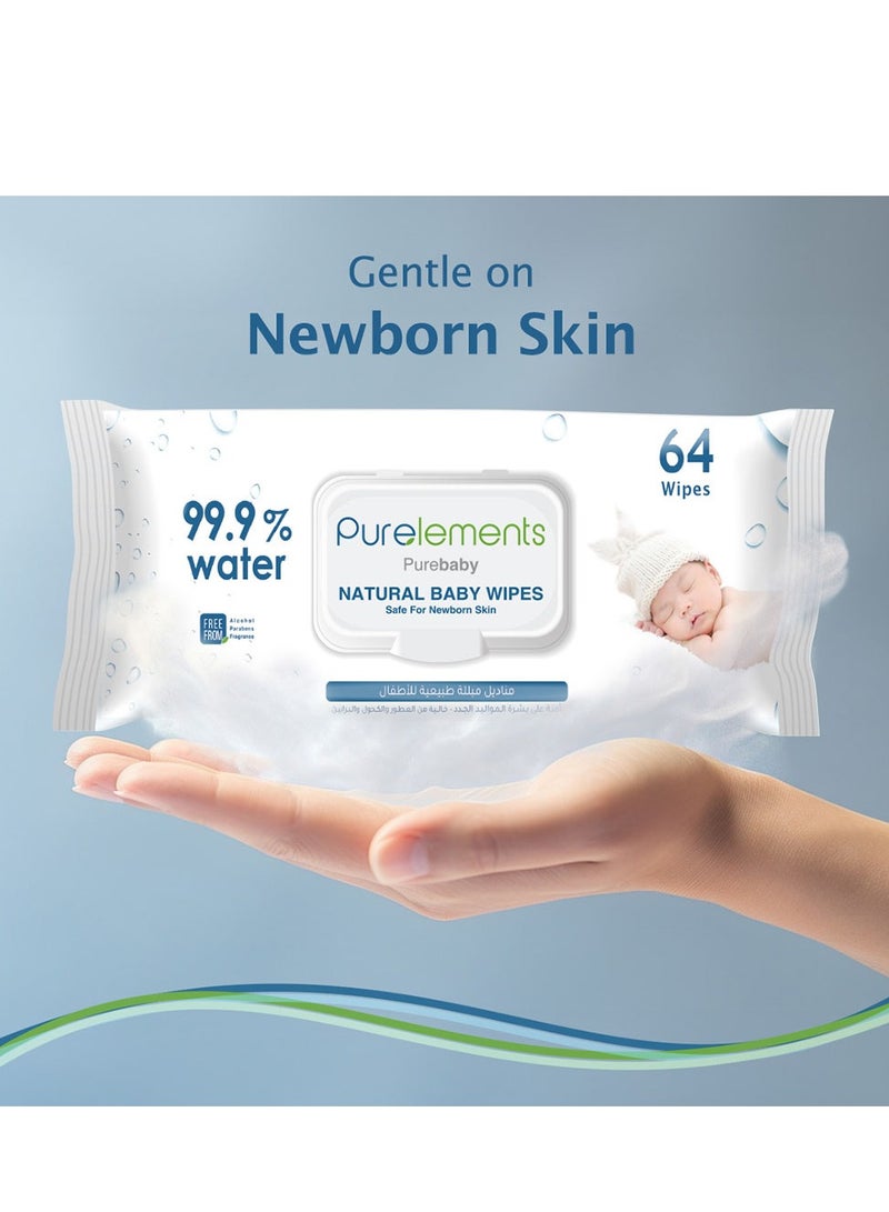 Pure Elements Purelements - Natural 99.9% Water Wipes - 64pcs - Image 2