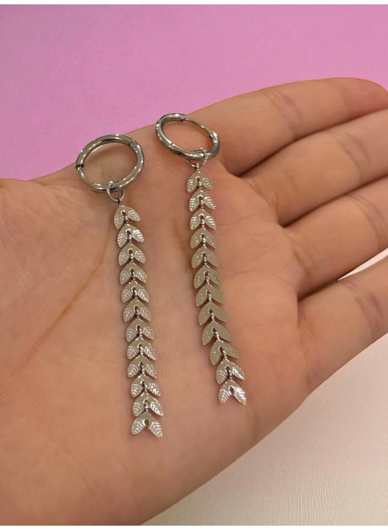 Casual collection Elegant Stainless Steel Silver Plated Drop Earrings For Women - Image 2