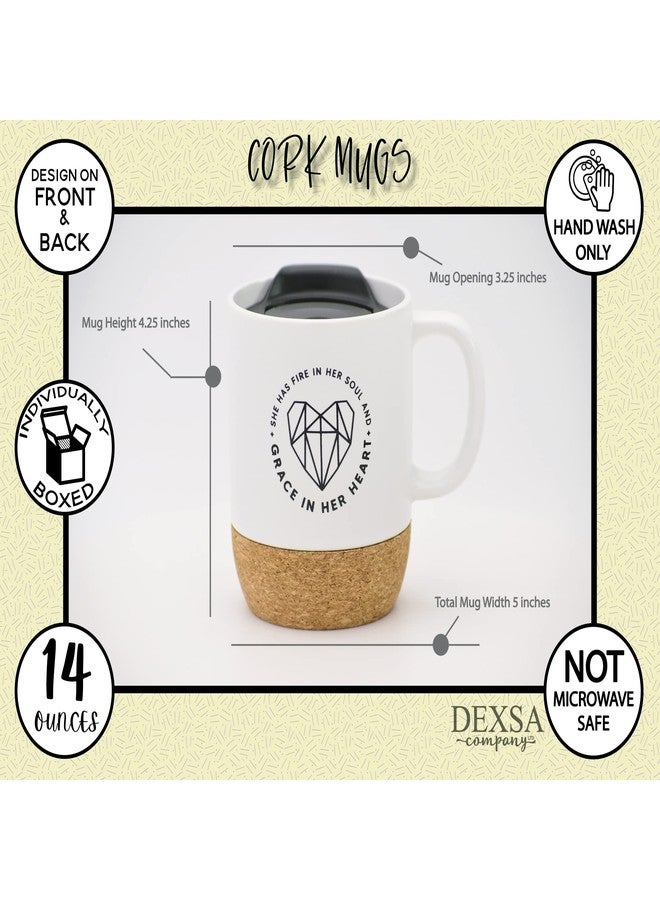 Dexsa Ceramic Designer Coffee Mug | She has fire in her soul and grace in her heart | Holds 14 ounces | Cork Bottom with Lid | Great for Coffee, Tea, Soups, Hot Chocolate - Image 5