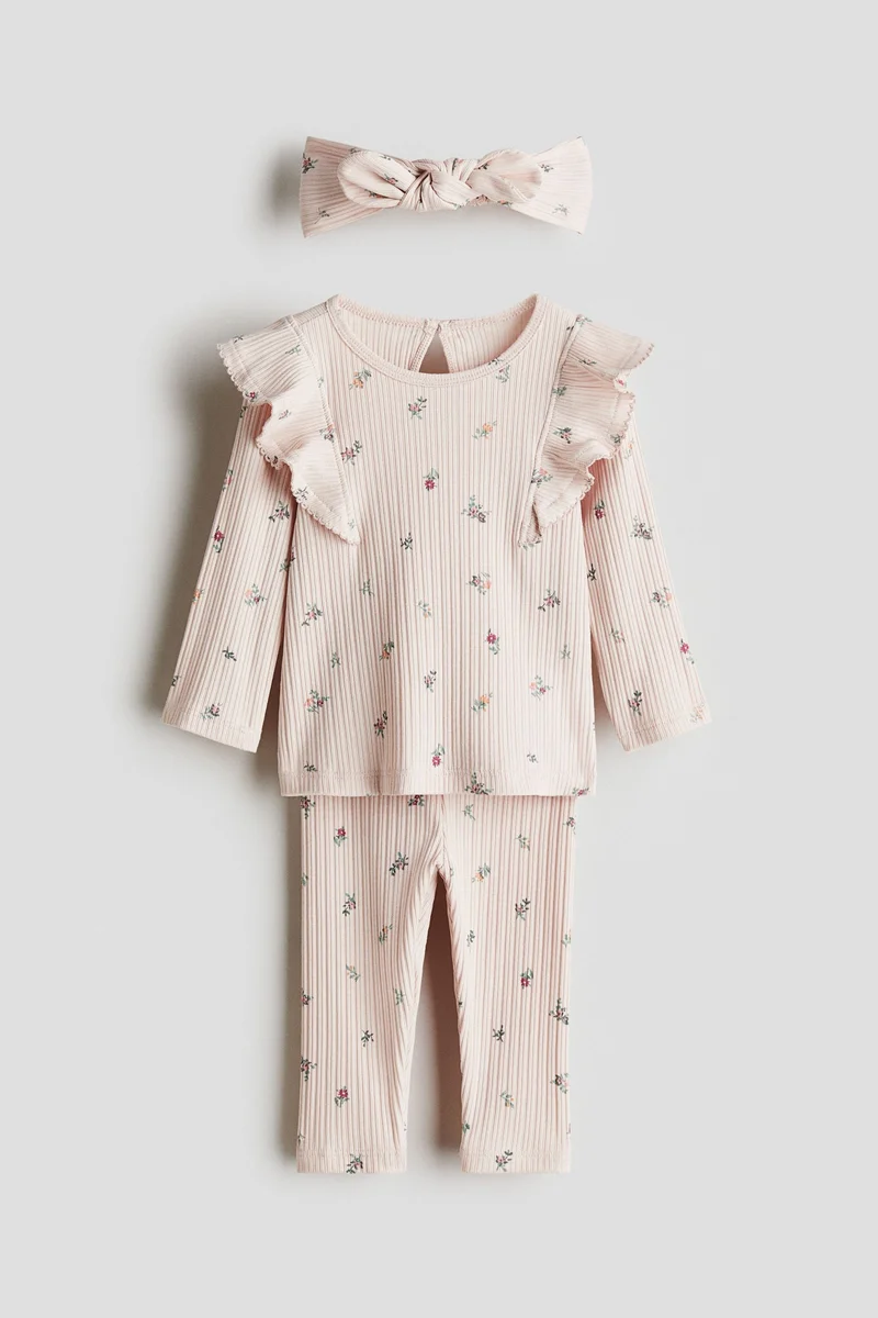 H&M 3-piece printed jersey set
