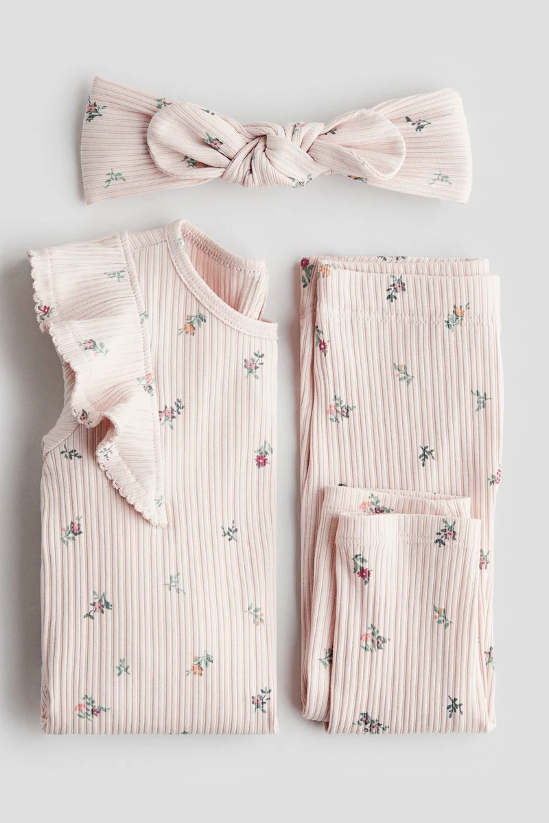H&M 3-piece printed jersey set
