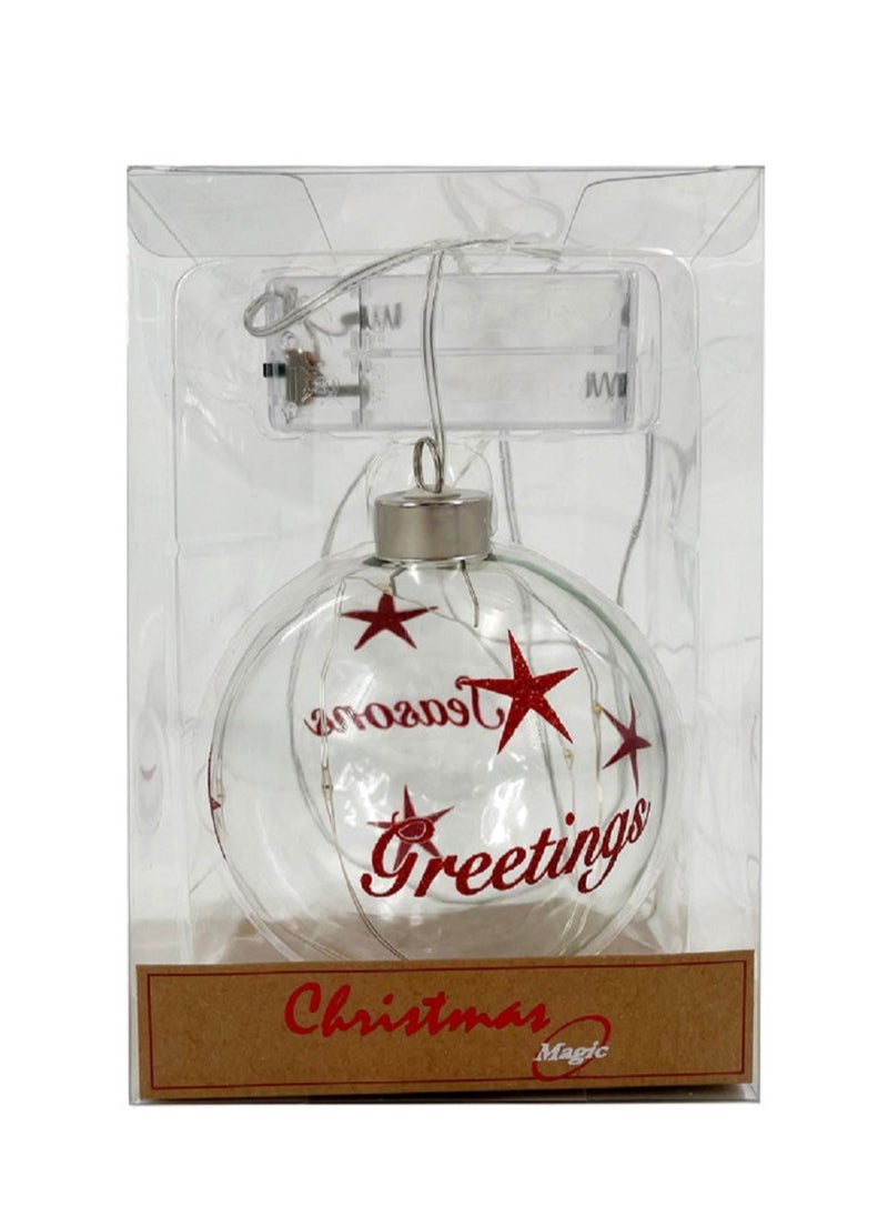 Party Magic Glass Bauble clear with LED Light 10cm 