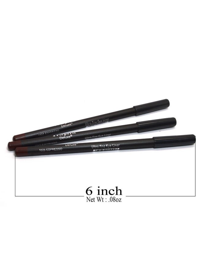 Italia Deluxe 3 Pcs X Italia 1025 Expresso Brown Ultra Fine Eye Liner Pencil Lip Eyeliner Set + Free Zipbag  - Image 4