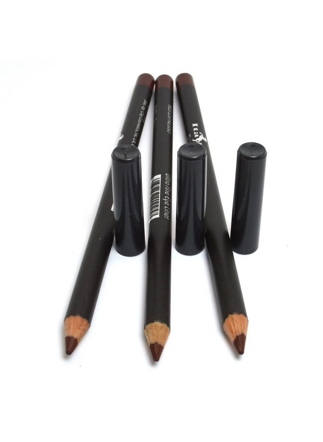 Italia Deluxe 3 Pcs X Italia 1025 Expresso Brown Ultra Fine Eye Liner Pencil Lip Eyeliner Set + Free Zipbag  - Image 2