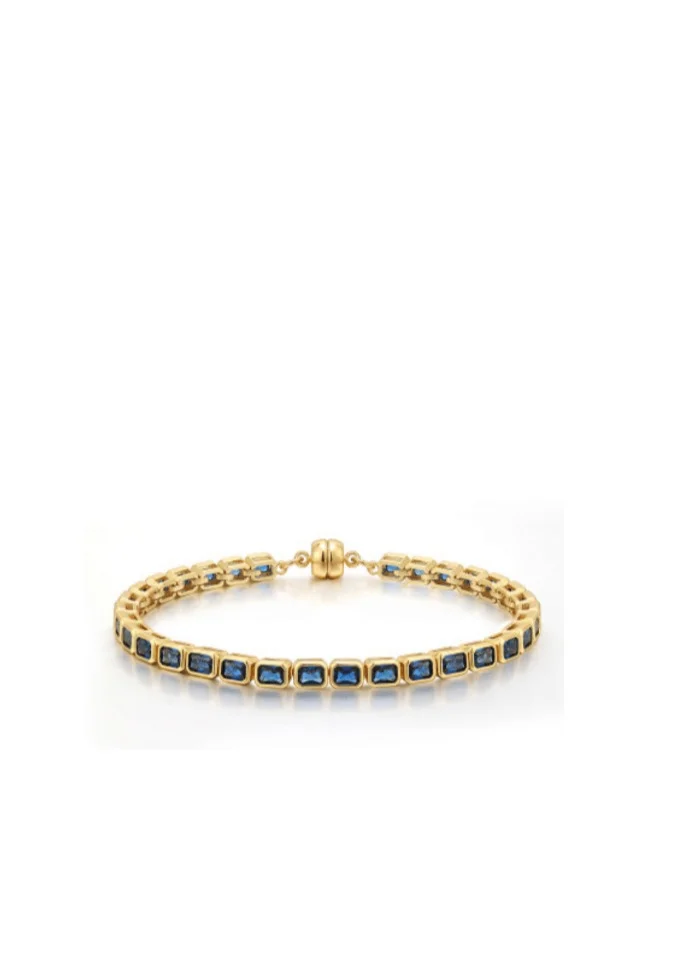 Bezel Emerald Ballier Bracelet Blue Sapphire Gold