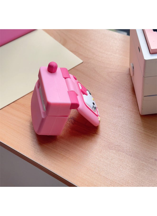 Generic - Flip Mirror KT Cat Phone AirPods Pro For Apple Bluetooth Headset 2/3/4 Generation Protective Cover For Cute-Color:Flip Mirror Kt Cat + Ring-Applicable Models:Universal For Airpods 1/2 Generation - Image 1