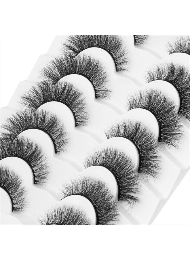 DYSILK - 7 Pairs 8D Lashes Faux Mink Eyelashes Cat Eye Wispy Fluffy Natural Look False Eyelashes Long Lashes Pack Mink Lashes Soft Reusable Eye Lashes | Foxy 14mm - Image 1