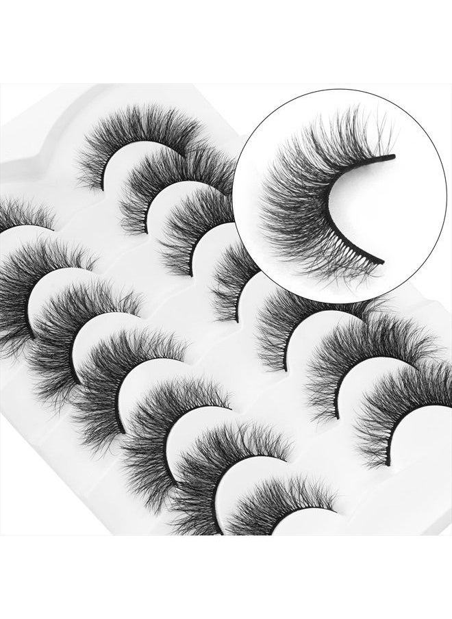 DYSILK - 7 Pairs 8D Lashes Faux Mink Eyelashes Cat Eye Wispy Fluffy Natural Look False Eyelashes Long Lashes Pack Mink Lashes Soft Reusable Eye Lashes | Foxy 14mm - Image 1