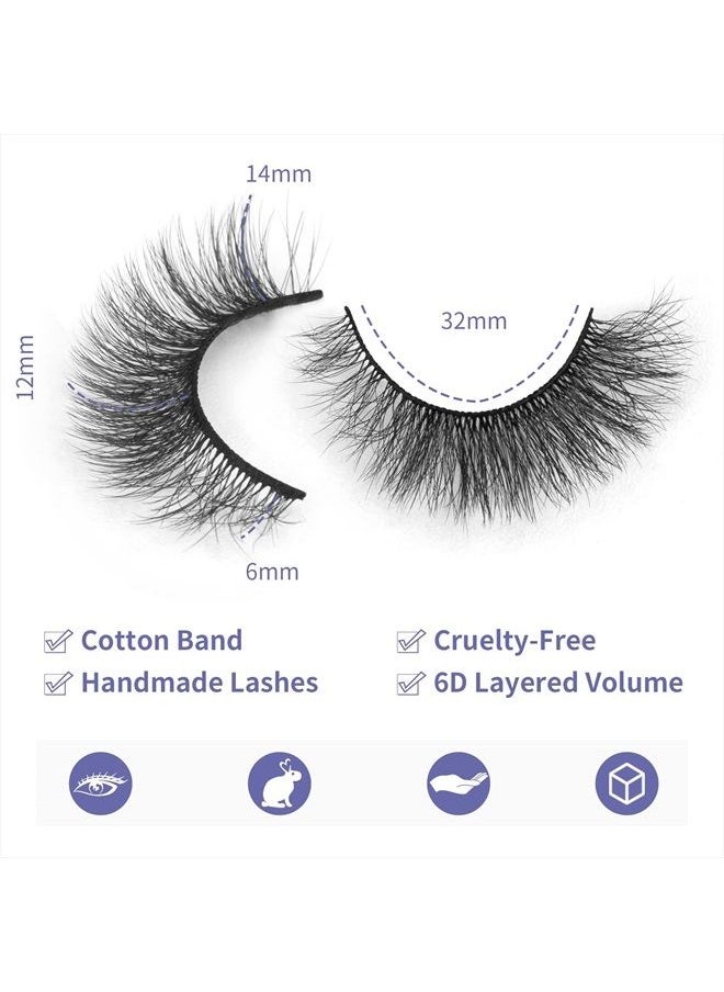 DYSILK - 7 Pairs 8D Lashes Faux Mink Eyelashes Cat Eye Wispy Fluffy Natural Look False Eyelashes Long Lashes Pack Mink Lashes Soft Reusable Eye Lashes | Foxy 14mm - Image 1
