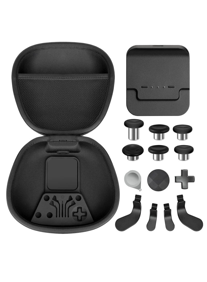 Complete kit for Xbox Elite Wireless Controller Series 2, package includes 1 carrying case, 1 base, 4 paddles, 2 DPads, 6 thumbsticks, 1 tool for Xbox One Elite Series 2 core replacement parts  - Image 1