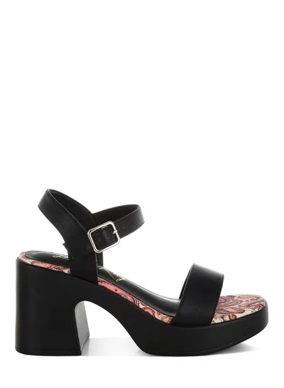London Rag Faux Leather Pin Buckle Platform Heels in Black