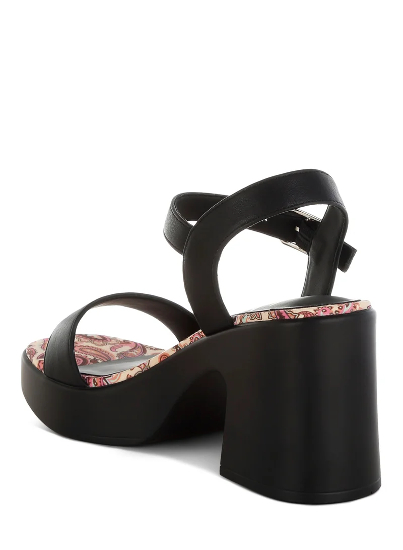 London Rag Faux Leather Pin Buckle Platform Heels in Black