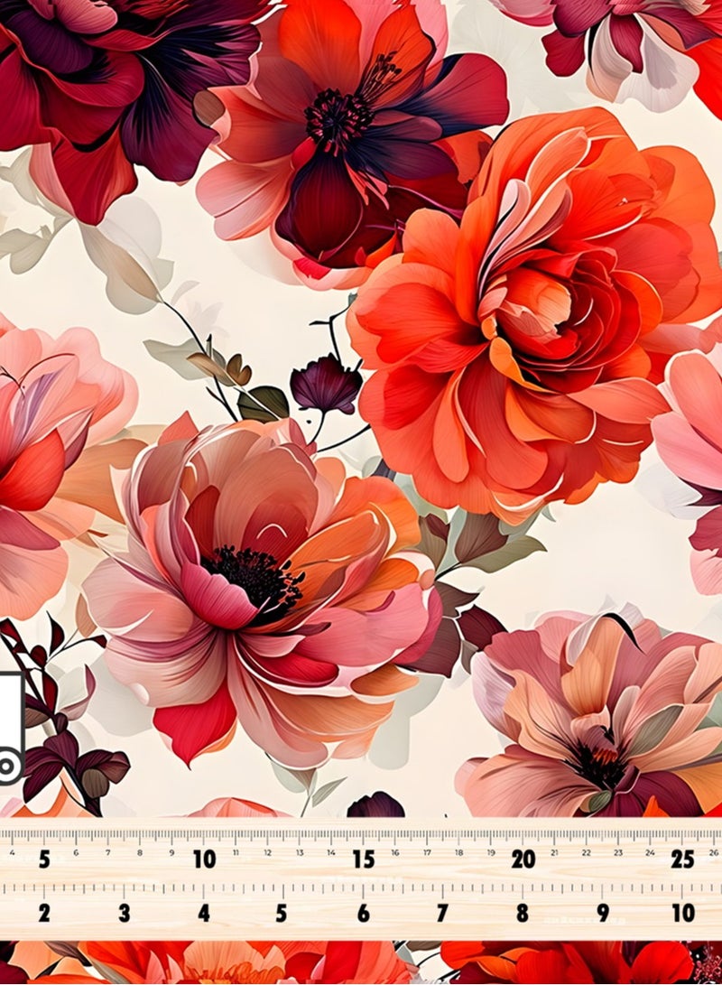 Vellato Al Lail Aramny Silk Fabric By The Yard Red Orange Floral Jalabiya Makhweer Dressmaking 58 Inches Width - Image 4