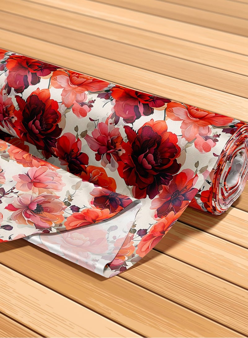 Vellato Al Lail Aramny Silk Fabric By The Yard Red Orange Floral Jalabiya Makhweer Dressmaking 58 Inches Width - Image 5