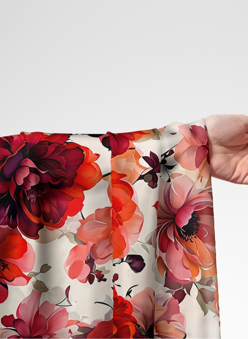 Vellato Al Lail Aramny Silk Fabric By The Yard Red Orange Floral Jalabiya Makhweer Dressmaking 58 Inches Width - Image 1