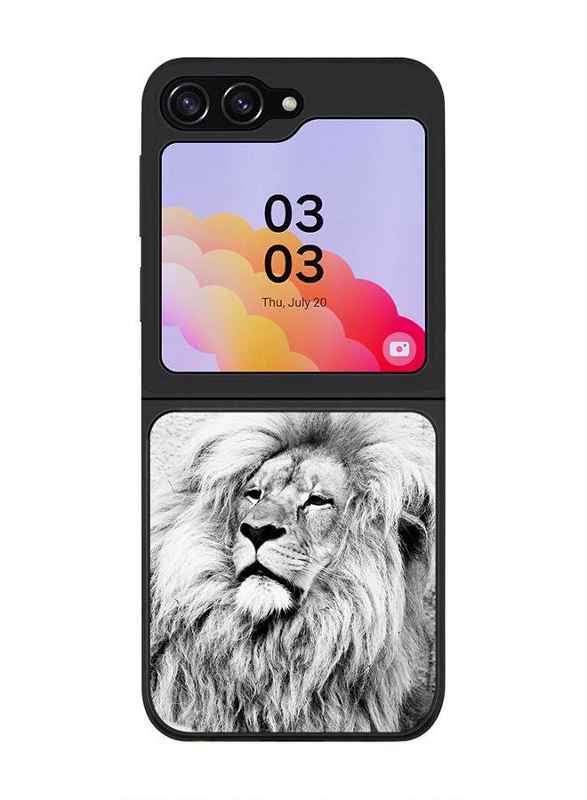 Stylizedd Rugged Black edge case for Samsung Galaxy Z Flip5, Slim fit Soft Case Flexible Rubber Edges Anti Drop TPU Gel Thin Cover -  Wise Lion - Image 1