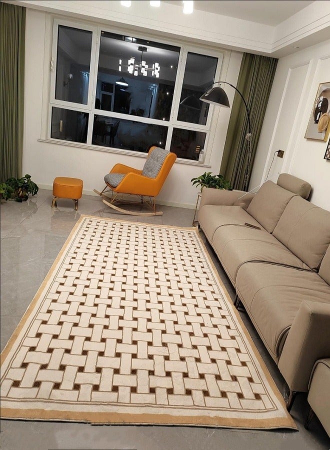 Optico Area Rug, 160 x 230cm Large Mat Carpet Floor Mat Runner Rug Faux Wool Carpet Non-Slip Non-Shedding for Living Room, Entryway, Dining Room, Indoor, Kids Playroom - Image 5