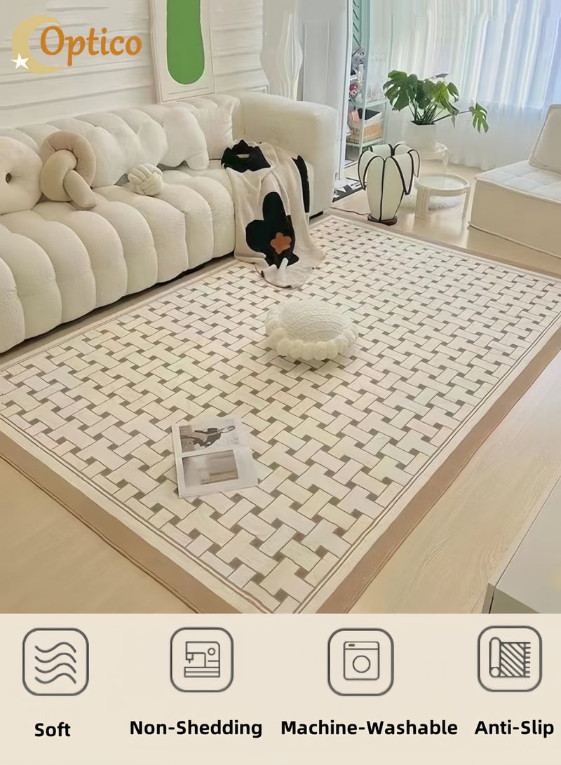 Optico Area Rug, 160 x 230cm Large Mat Carpet Floor Mat Runner Rug Faux Wool Carpet Non-Slip Non-Shedding for Living Room, Entryway, Dining Room, Indoor, Kids Playroom - Image 1