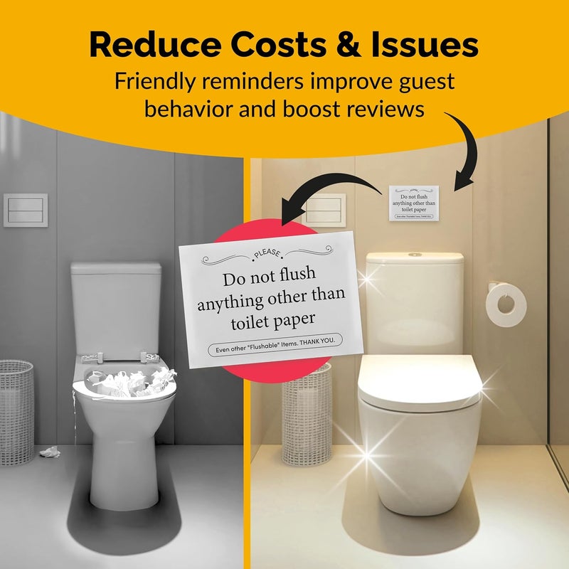 ORCA 5 Essential Signs For Short Term Rental Hosts | Wifi Password Sign For Home Guests, No Smoking, Do Not Flush For Bathroom Toilet, Turn Off Lights & AC, Vacation Rental Review Request Fridge Magnet - Image 4
