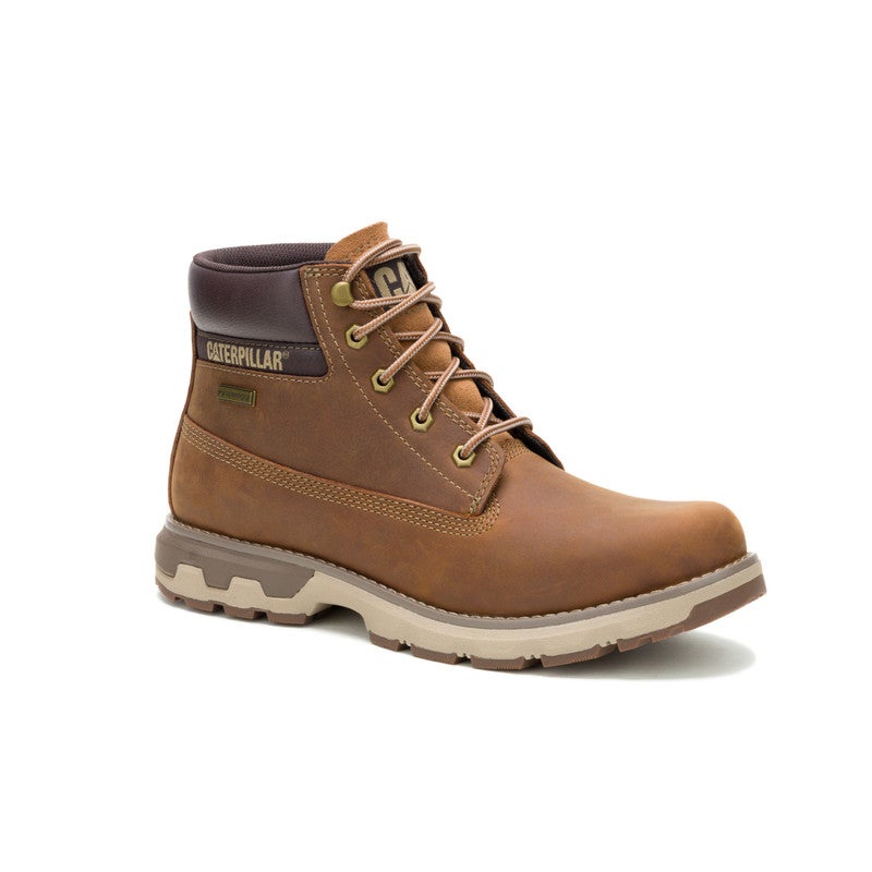 CATERPILLAR CAT Pursue WP Men’s Waterproof Leather Boot – Lightweight, Cushioned, Durable Everyday Work Boot – Mushroom - Image 1
