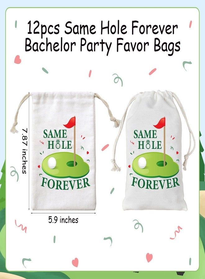 Serencatcher 12pcs Golf Bachelor Party Favor Bags, Same Hole Forever Bachelor Party Cotton Drawstring Bags for Funny Golf Decorations Supplies - Image 5