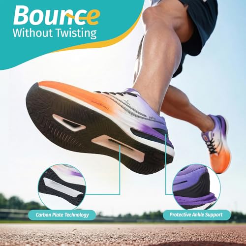YOHO Catapult CarbonBurst™ Sports Shoes with Laces for Men| Running,Jogging,Athletic & Gym| Cushioned Insoles,Breathable Upper & Phylon Sole for Shock Absorption Sneakers for Man | Orange Zest -UK 8 - Image 2