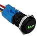 APIELE 19mm 12V Momentary Speaker Horn Push Button Toggle Switch 34 Mounting Hole 1NO 1NC SPDT with PreWiring Socket for Car Auto Motor Aluminium Alloy GreenBlack Shell - Image 2