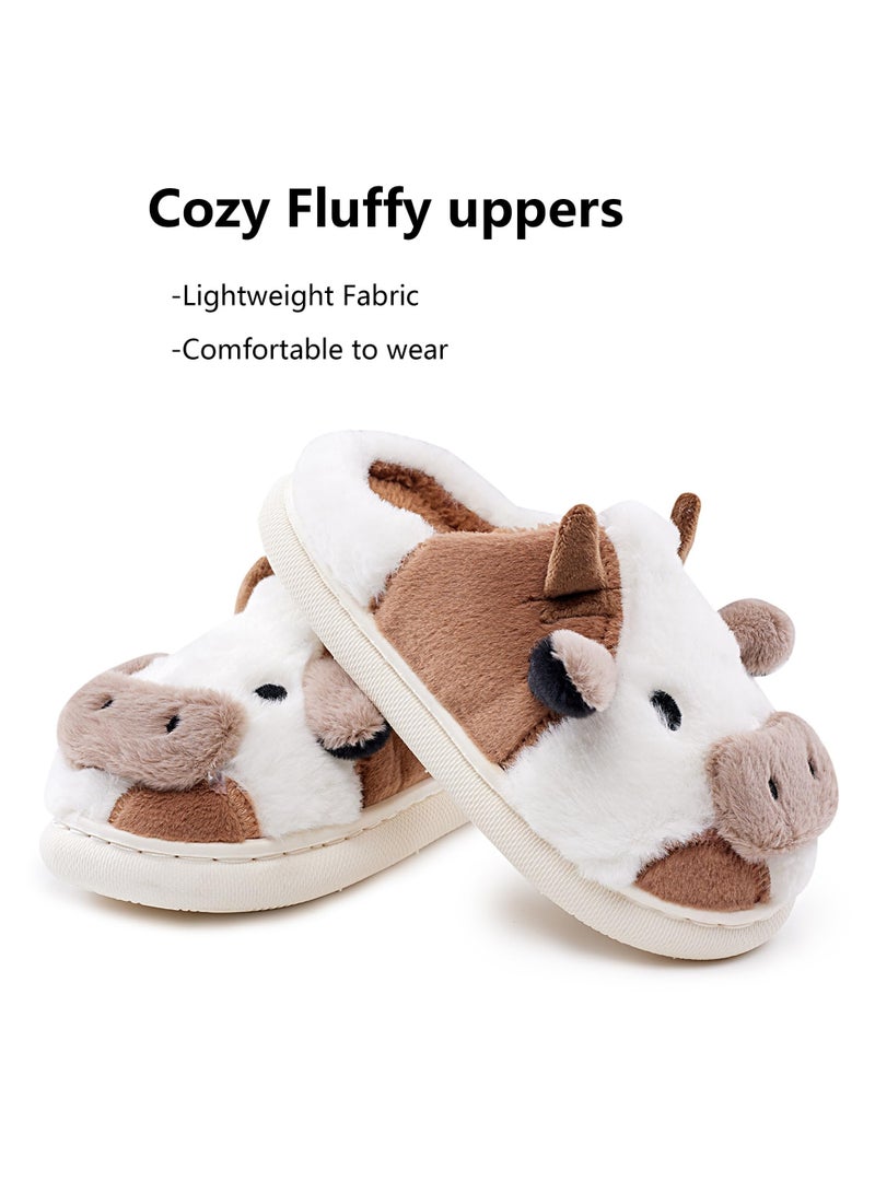 SYOSI Cow Slippers, Soft Non-Slip Toddler Slippers for Boys Girls Kids, Memory Foam House Shoes, Kawaii Bedroom Pillow Cloud Slippers, Brown Cow (38/39) - Image 4