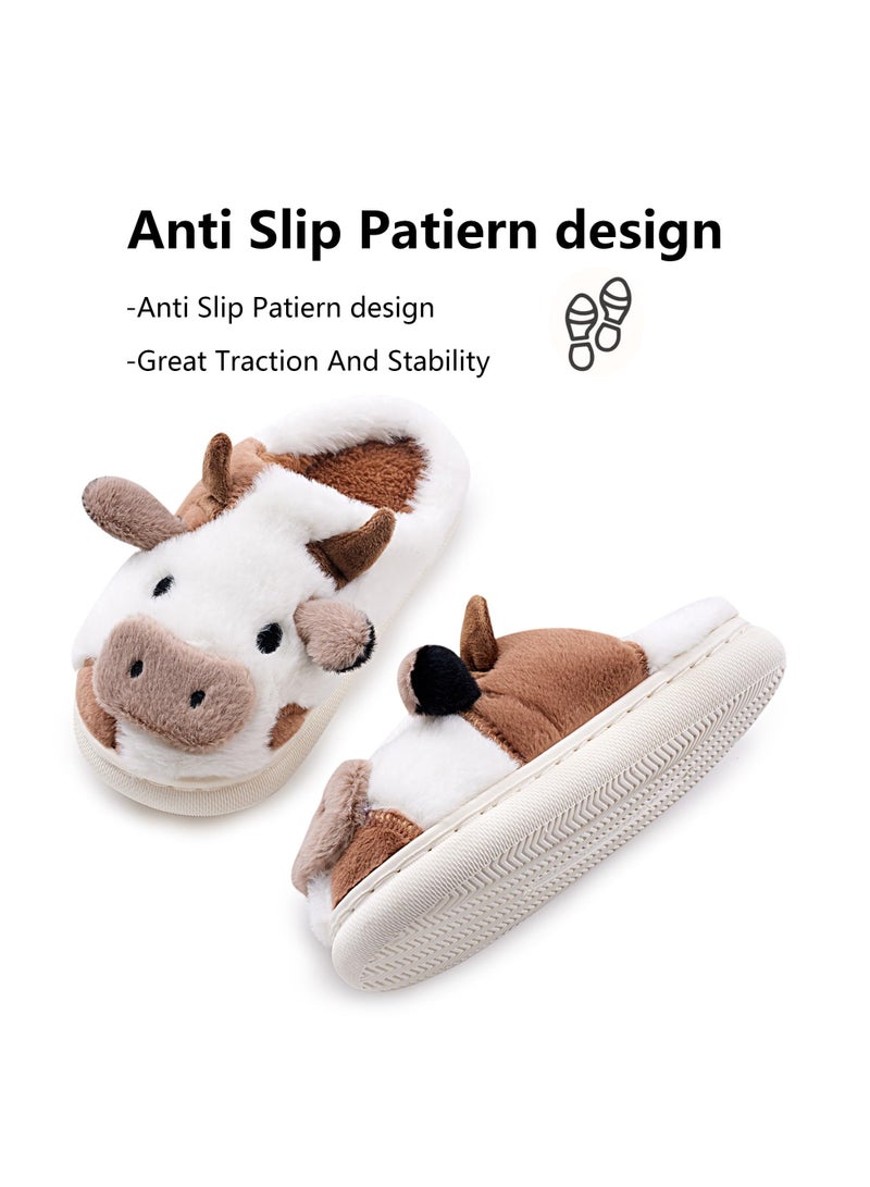 SYOSI Cow Slippers, Soft Non-Slip Toddler Slippers for Boys Girls Kids, Memory Foam House Shoes, Kawaii Bedroom Pillow Cloud Slippers, Brown Cow (38/39) - Image 5