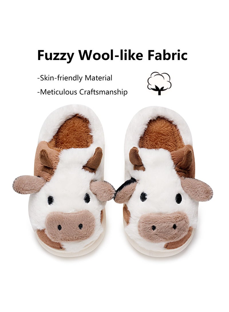 SYOSI Cow Slippers, Soft Non-Slip Toddler Slippers for Boys Girls Kids, Memory Foam House Shoes, Kawaii Bedroom Pillow Cloud Slippers, Brown Cow (38/39) - Image 3