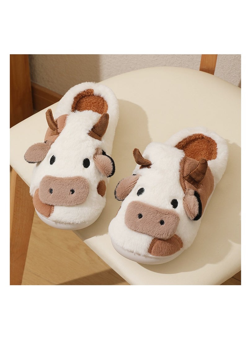 SYOSI Cow Slippers, Soft Non-Slip Toddler Slippers for Boys Girls Kids, Memory Foam House Shoes, Kawaii Bedroom Pillow Cloud Slippers, Brown Cow (38/39) - Image 2