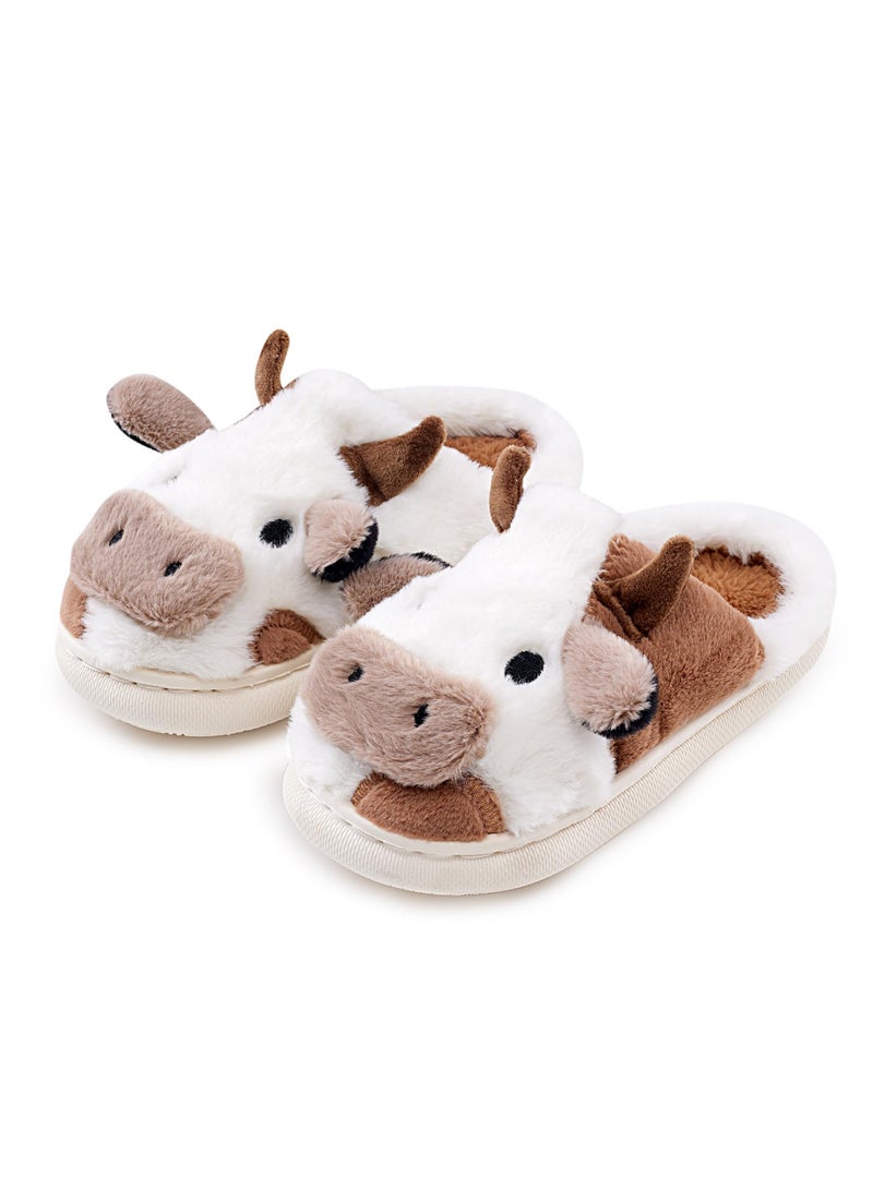 SYOSI Cow Slippers, Soft Non-Slip Toddler Slippers for Boys Girls Kids, Memory Foam House Shoes, Kawaii Bedroom Pillow Cloud Slippers, Brown Cow (38/39) - Image 1