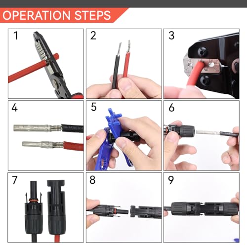 HKS Solar PV Cable Crimping Tool for Solar Connectors, AWG14-10 (2.5/4/6mm²) - 7 Inch Small Piler - Image 5
