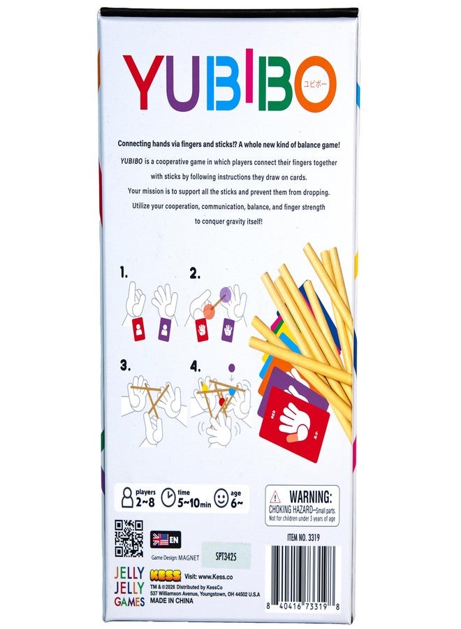كيس لعبة KESS: Yubibo - لعبة جماعية تعاونية، توصيل الأيدي عبر الأصابع والعصي، لعبة مهارة وتوازن، تحديات ثبات اليد، مناسبة للعائلة من عمر 6 سنوات فما فوق، من 2 إلى 8 لاعبين - Image 2