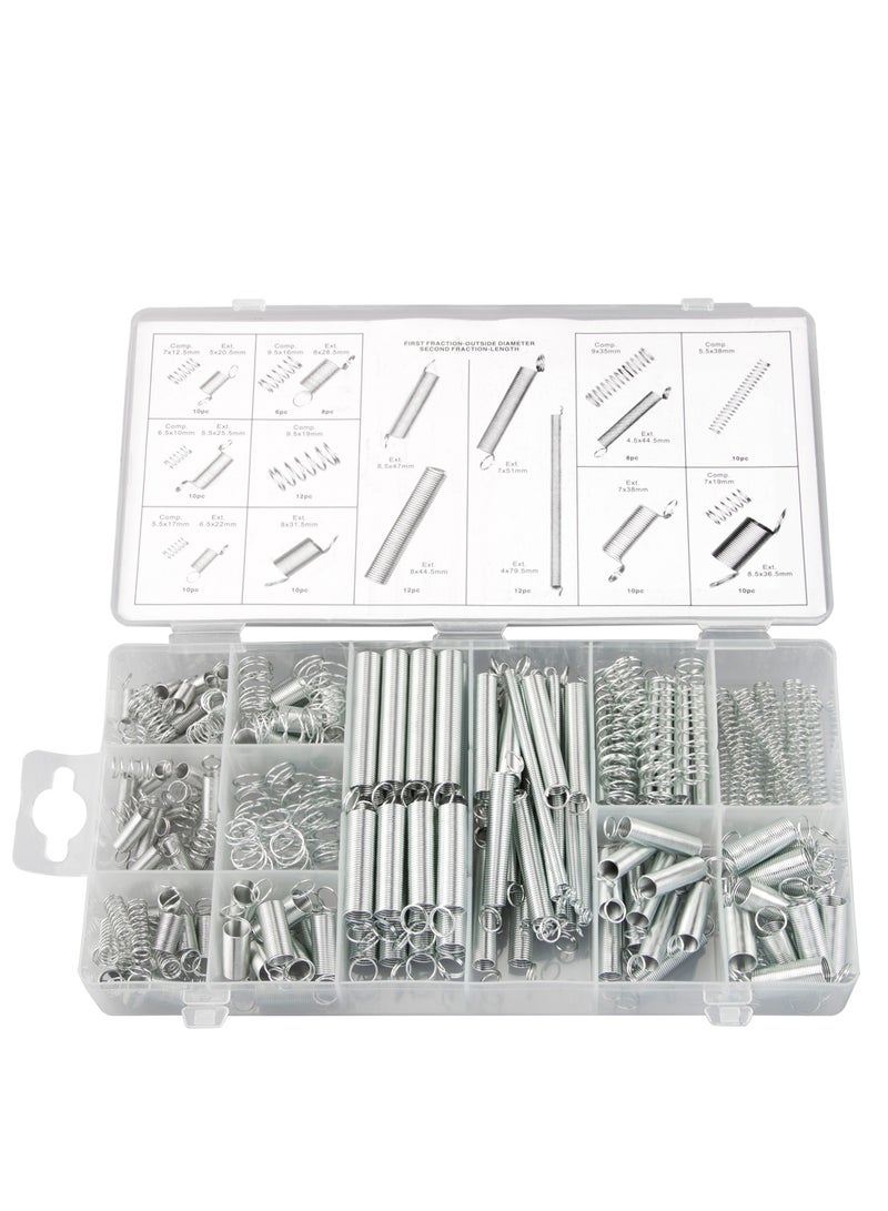 200 Piece Spring Assortment Set, Zinc Plated Compression Spring and Extension Springs for Shop and Home Repairs DIY Projects  - Image 1