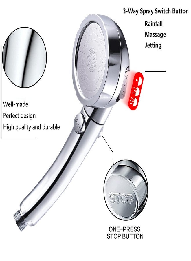 Nosame Shower,High Pressure Handheld Shower Head with ON/Off Pause Switch 3-Settings Water Saving Showerhead, Chrome Finish Bathroom 1.6 GPM Shower Accessorie - Image 4