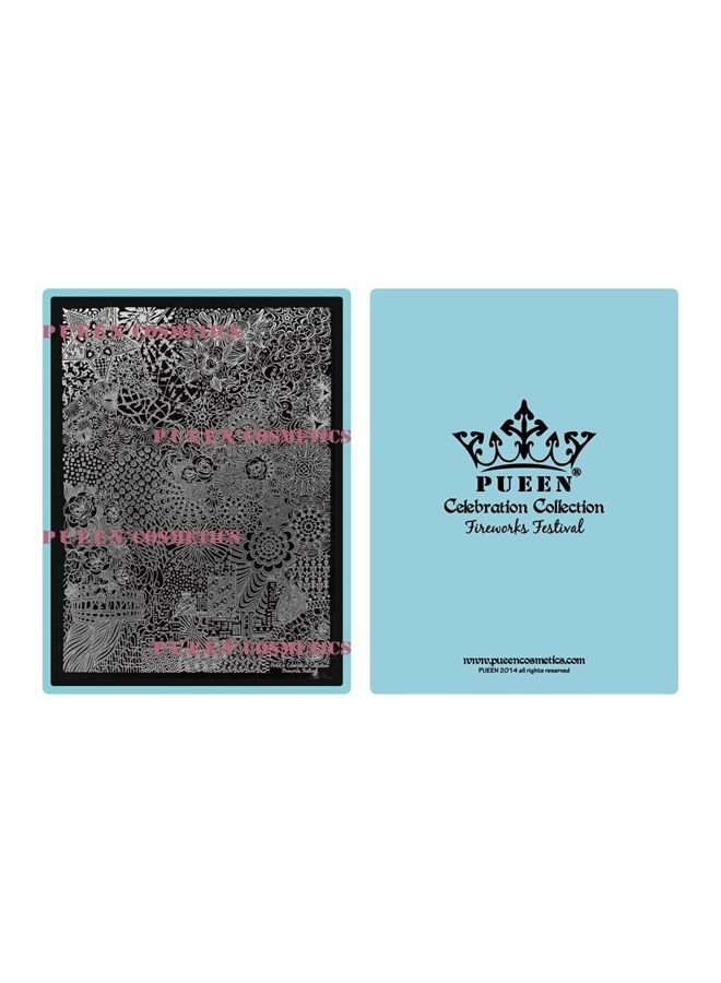 PUEEN Nail Art Stamping Plate Celebration Collection - FIREWORKS FESTIVAL - NEW INVENTION Super Size All You Can Stamp Full Size Stamping Plates Manicure DIY Infinite Images -BH000435 - Image 1