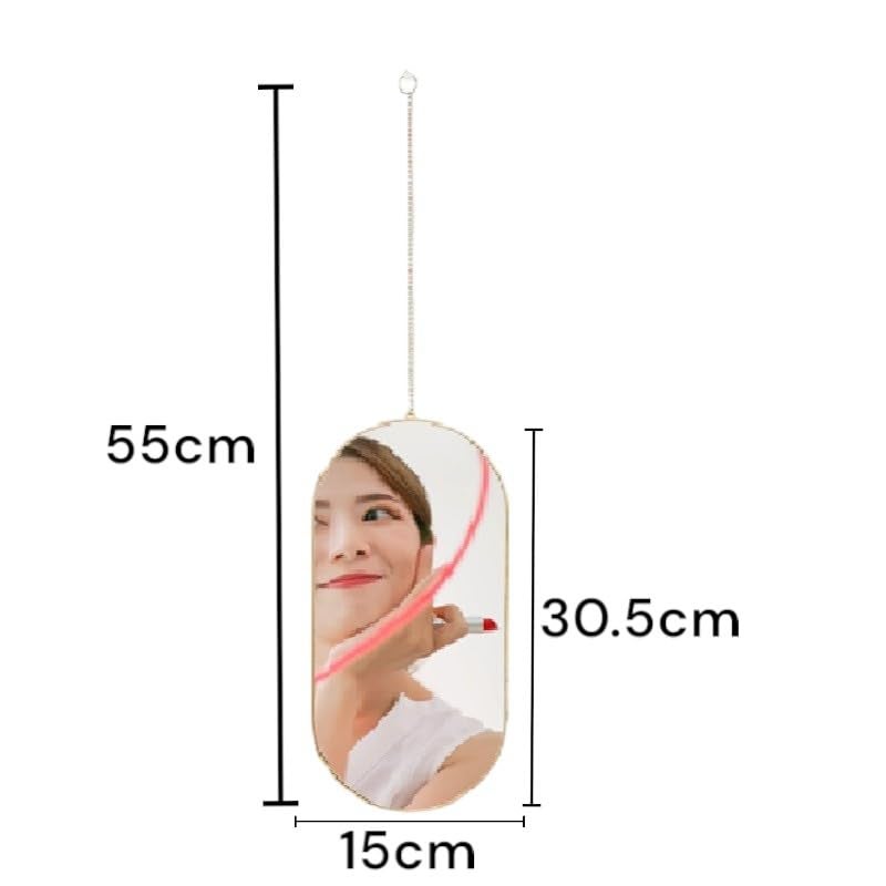 HOME ELEMENTS Plastic Wall Mirror Set with Hanging Chain (Pack of 3), Modern Decorative Golden Frame Mirror for Aesthetic Room Decor, Bathroom, Bedroom, Living Room (Oval) - Image 4