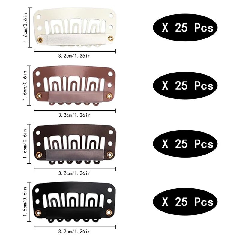 TRKETK 100 Pieces U Shape Silicon Metal Hair Extension Clips - 6 Teeth for Wigs and Hairpieces - 4 Colors - Image 2