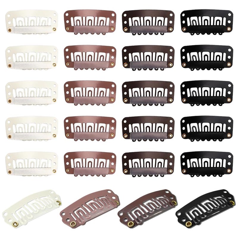 TRKETK 100 Pieces U Shape Silicon Metal Hair Extension Clips - 6 Teeth for Wigs and Hairpieces - 4 Colors - Image 1