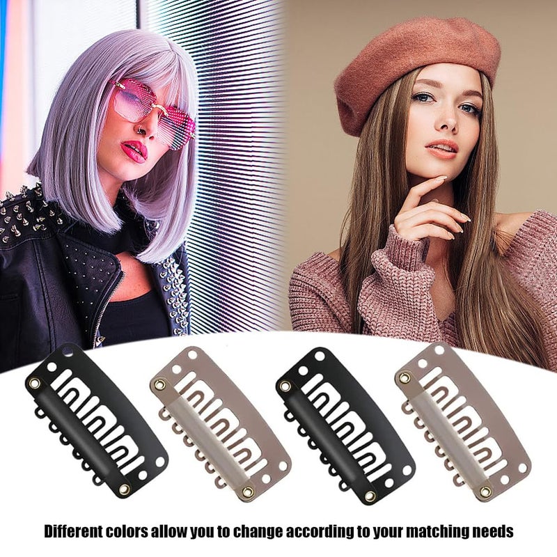 TRKETK 100 Pieces U Shape Silicon Metal Hair Extension Clips - 6 Teeth for Wigs and Hairpieces - 4 Colors - Image 3
