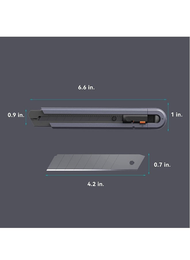 SYOSI Box Cutter Utility Knife, SK2 Retractable Box Cutter Snap Off Safety Cutter with ABS Grip, Stainless Steel Box Cutter for Cardboard Papers and Plastics, 2 Spare Blades  - Image 2