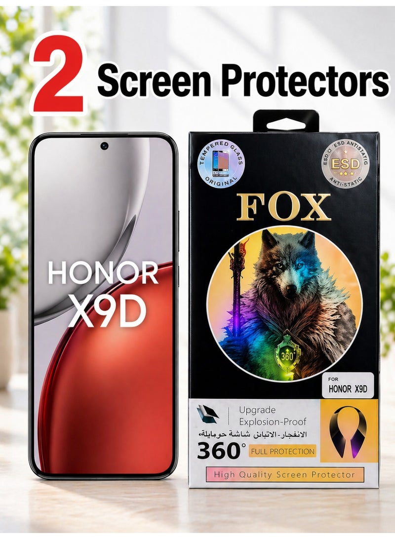 فوكس إسكرينة FOX لهاتف Honor X9D عالية الجوده – عبوة 2 قطعه ، حمايه ضد الكسر والخدوش، مقاومة للبصمات، وضوح HD، وقيمة ممتازة مقابل السعر - Image 1