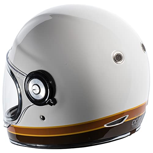 TORC T1 Unisex-Adult Retro Full-Face Style Motorcycle Helmet (ISO Bars Gloss White, X-Large) - Image 2