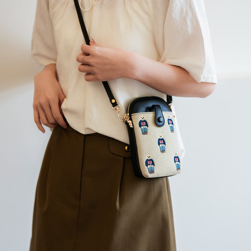 Niche Versatile Foreign Style Mobile Phone Bag Casual Simple Cartoon Canvas Bag Single Shoulder Crossbody Bag Small Bag - Image 4