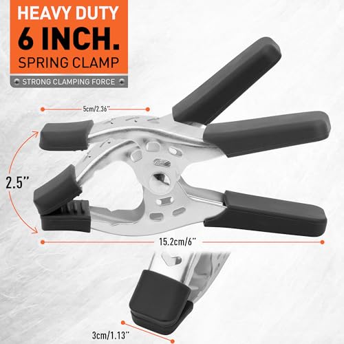 HORUSDY 6-Piece 6" inch Spring Clamp, Heavy Duty Spring Metal Spring Clamps, 2.5"-inch Jaw opening (6-Piece) - Image 2