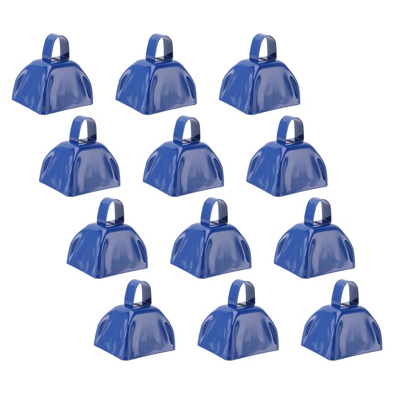 12Pcs 3in Blue Metal Cowbell Noisemaker with Handle for Football Games Sporting Events Festival - Image 3
