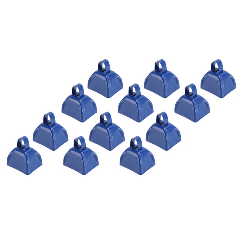 12Pcs 3in Blue Metal Cowbell Noisemaker with Handle for Football Games Sporting Events Festival - Image 1