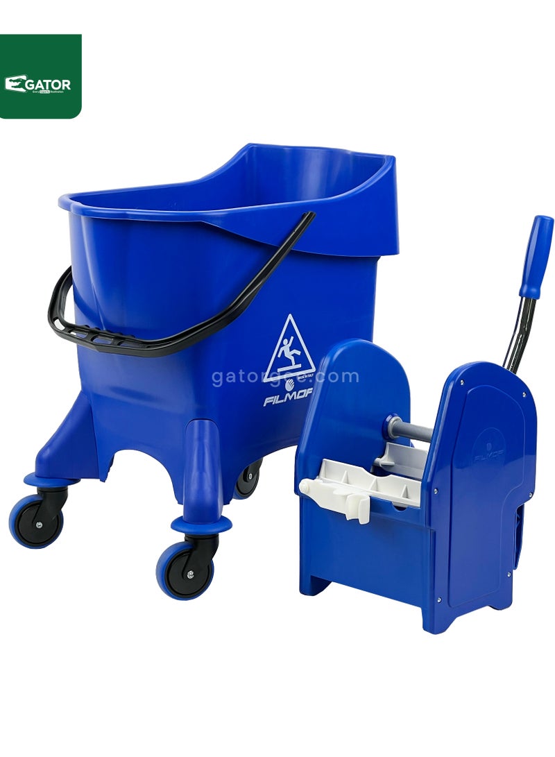 FILMOP Professional Single-Bucket Mop Trolley, Italian Manufactured, 360-Degree Rotating Swivel Wheels, 30 Liters, Blue - Image 3
